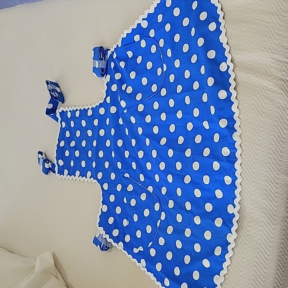 Blue and White Polka Dot Bib Apron
